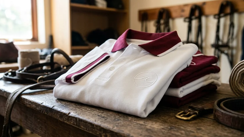Polo blanco con cuello y puños en contraste