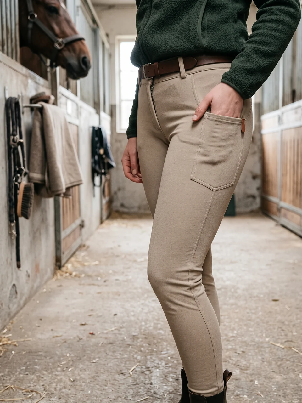 Breeches con cierre, trabillas y bolsillo