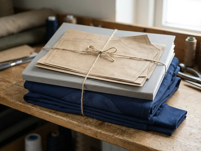 Patrón de papel, ficha técnica y muestra aprobada archivados juntos