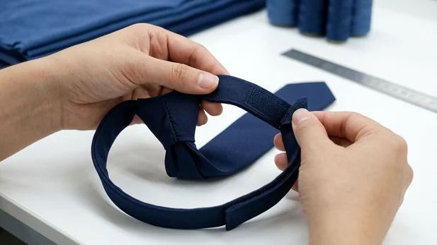 Revisión de cierre y costuras de una corbata