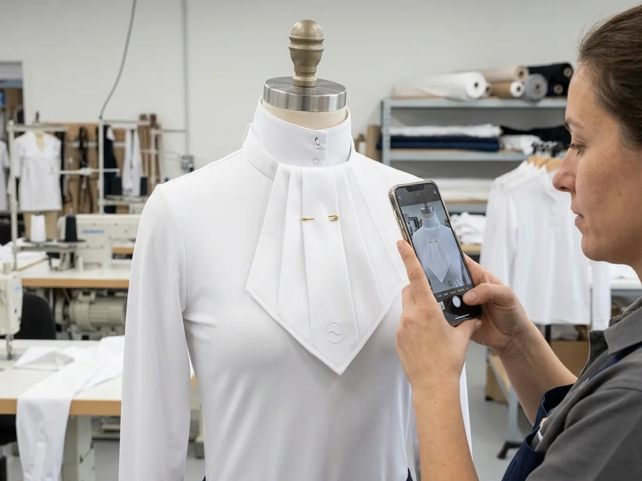 Etapa 3: el plastrón probado sobre la primera camisa de concurso