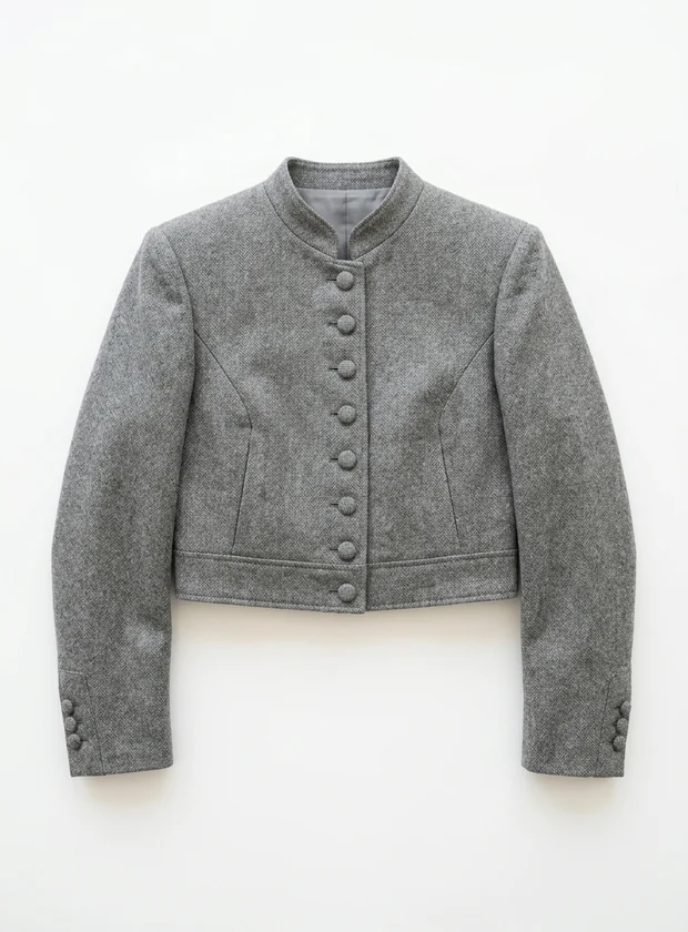 Chaquetilla campera gris en plano