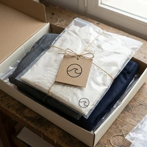 Etiqueta colgante y bolsa individual con la marca del cliente