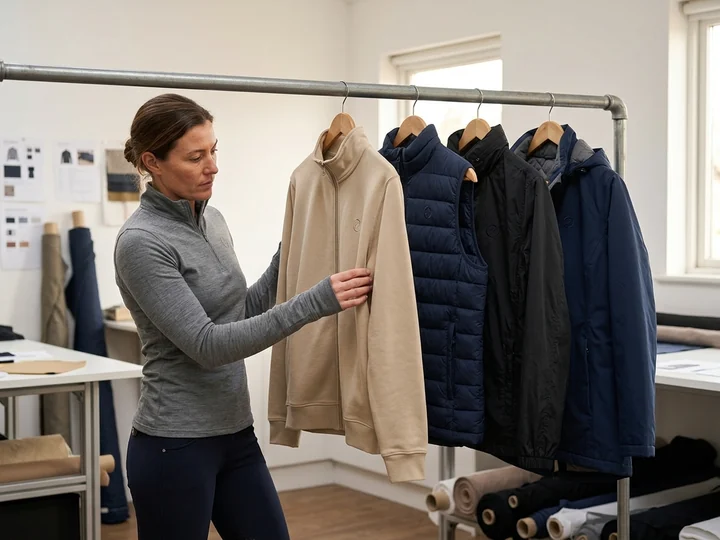 Colección de invierno por capas en un showroom de marca