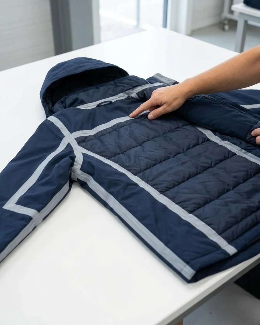 Costuras termoselladas: la chaqueta impermeable del revés
