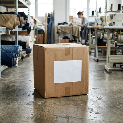 Caja de cartón con su etiqueta de caja
