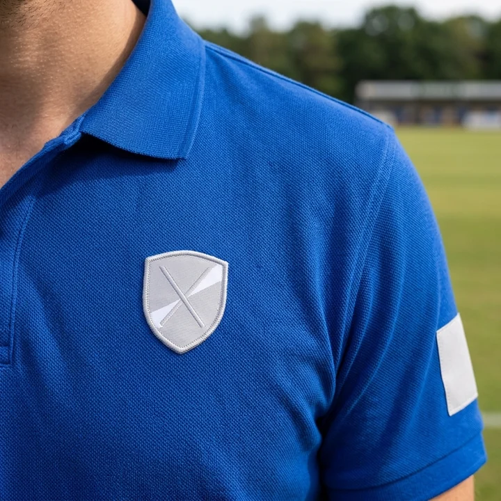 Escudo del club en parche bordado sobre el pecho