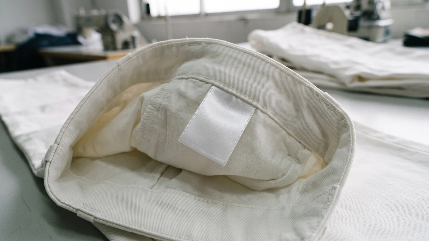 Cintura interior del pantalón blanco donde va la etiqueta de cuidado