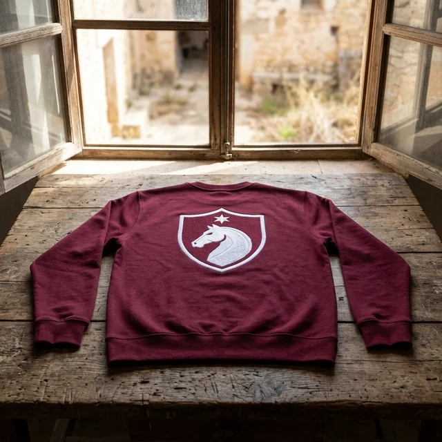 Escudo grande en la espalda de una sudadera