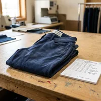 Prenda tras el lavado sobre la mesa de pruebas